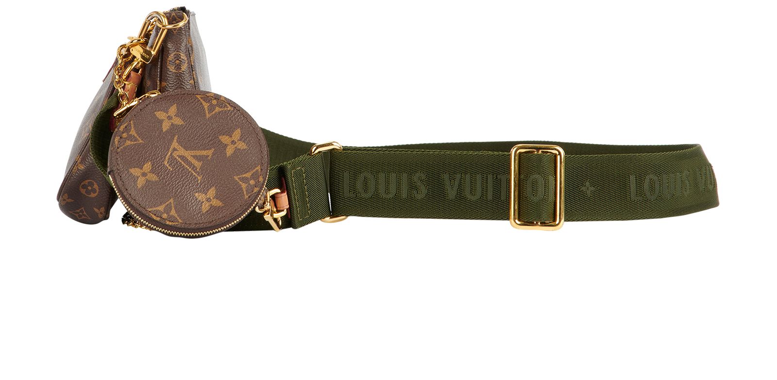 Multi Pochette Accessoires, &pound;1,100, Handbags, Brown/Green, Coated Canvas, Bottom view